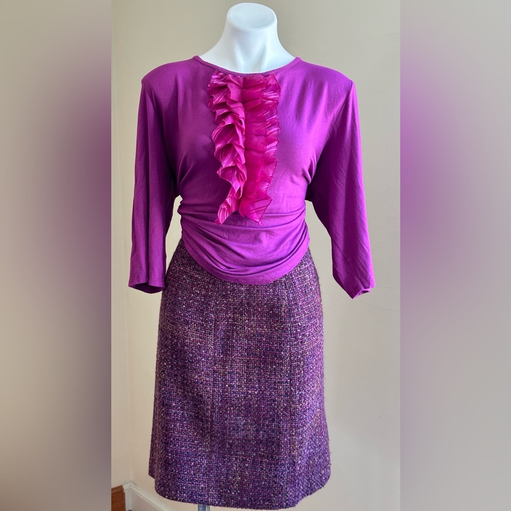 Talbots Midi Multi Color Knit Pinks & Purples Ski… - image 2